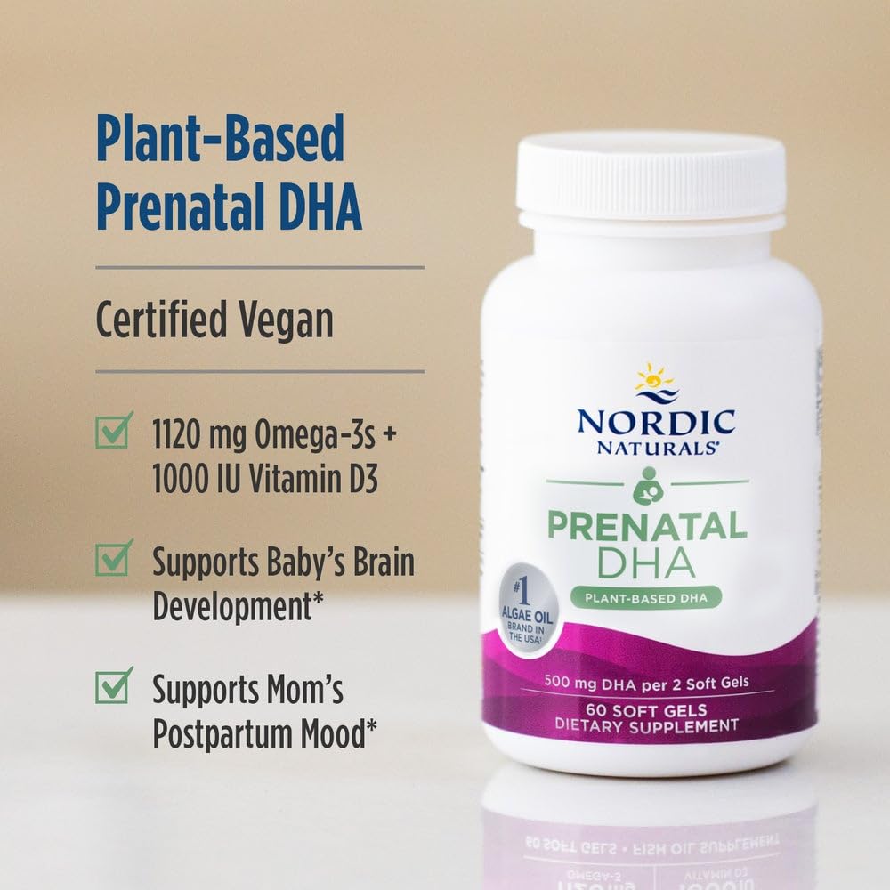 Nordic Naturals Vegan Prenatal DHA, Unflavored - 60 Soft Gels - 500 mg Plant-Based DHA - Supports Brain Development in Babies & Healthy Pregnancy - Non-GMO - 30 Servings Nordic NaturalsAu supplements