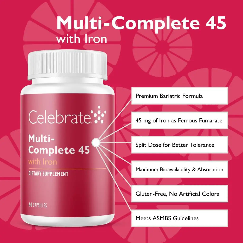 Celebrate Vitamins Multi-Complete | Bariatric Multivitamin with 45 mg Iron—Daily Essential Vitamins & Minerals Celebrate Bariatric SupplementsAu supplements
