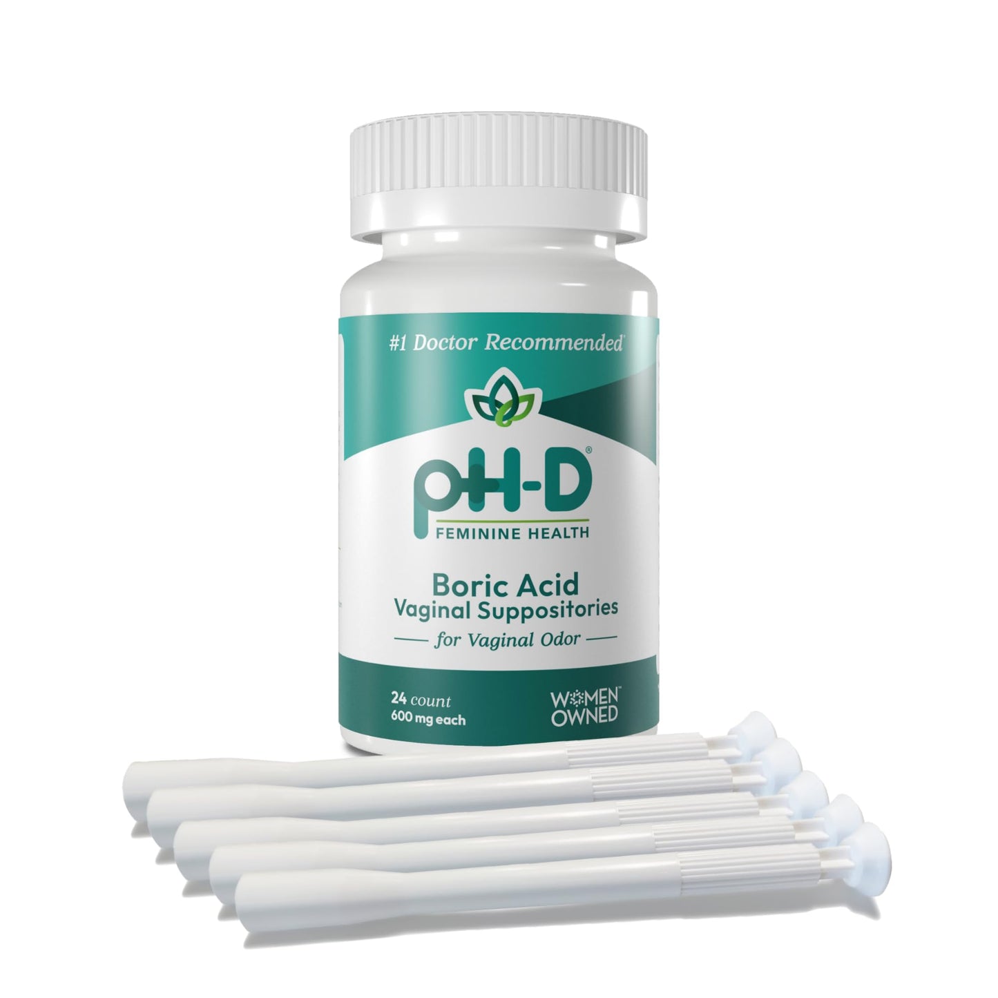 pH-D Feminine Health Support - Boric Acid Starter Bundle - pH-D Boric Acid Vaginal Suppositories 24 Count and 5 Vaginal Suppository Applicators pH-D Feminine Health SupportUS supplements
