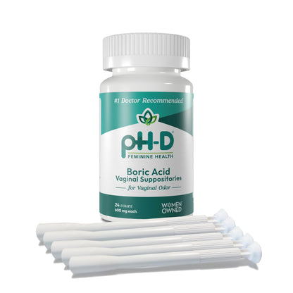 pH-D Feminine Health Support - Boric Acid Starter Bundle - pH-D Boric Acid Vaginal Suppositories 24 Count and 5 Vaginal Suppository Applicators pH-D Feminine Health SupportUS supplements