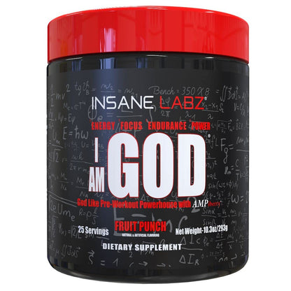 Insane Labz I am God Pre Workout, High Stim Pre Workout Powder Loaded with Creatine Insane LabzUS supplements
