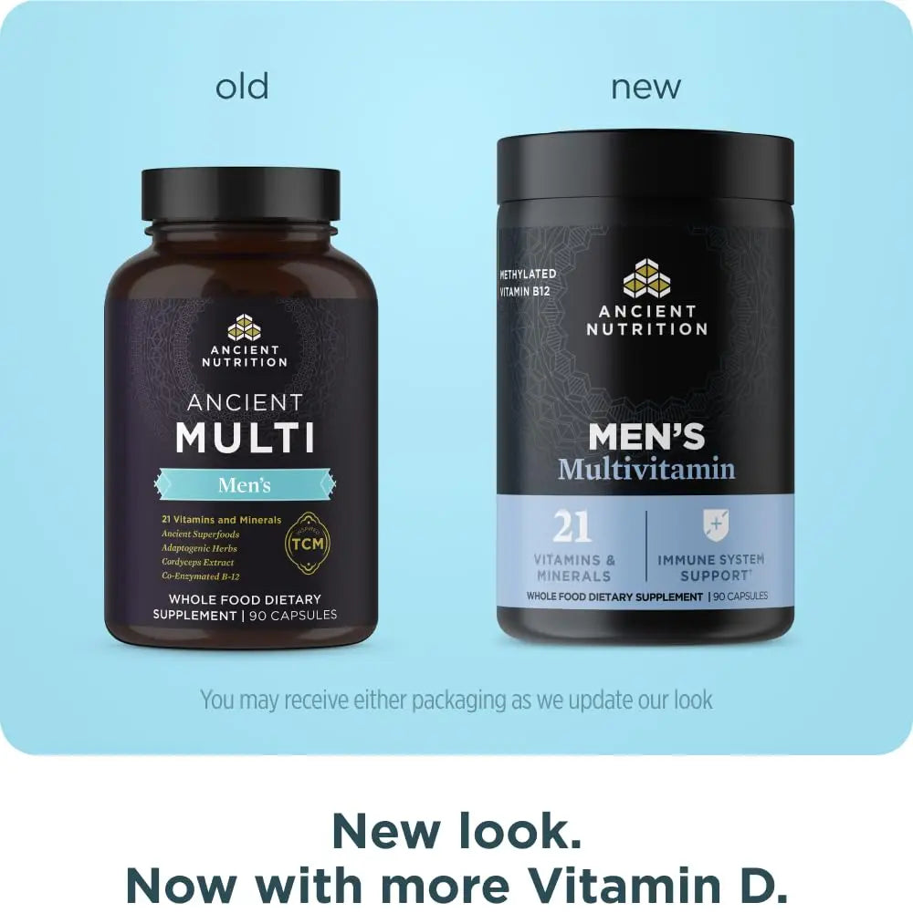 Ancient Nutrition Multivitamin for Men, Multi Men's, Methylated Vitamin D, C, E, B12, Zinc, Magnesium, Supports Healthy Immune System and Bone Health, 90 Ct Ancient Nutritionnz supplements