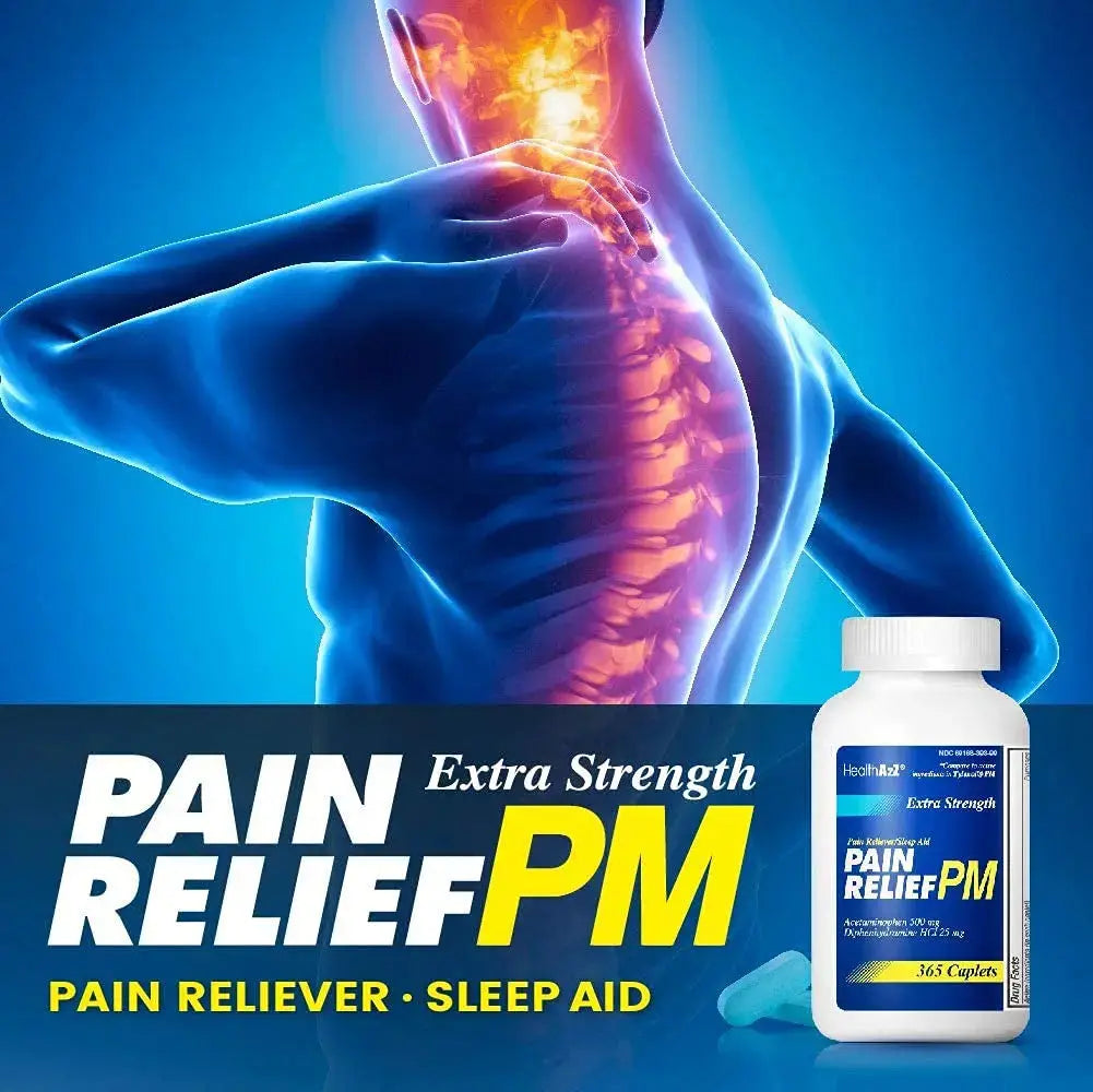 HealthA2Z® Extra Strength Pain Relief PM| Acetaminophen 500mg | Diphenhydramine 25mg | Pain Reliever & Nighttime Sleep Aid | (365 Count (Pack of 1)) HealthA2ZAu supplements