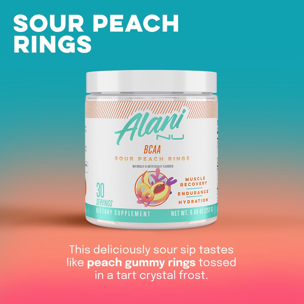 Alani Nu Rainbow Candy Pre Workout and BCAA Sour Peach Rings Post Workout Powder Alani NuAu supplements