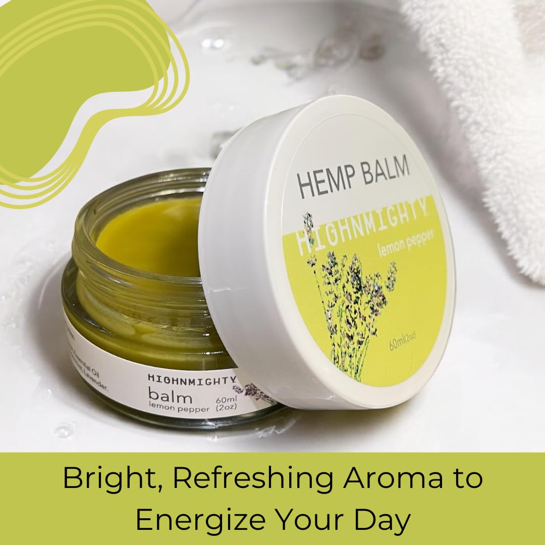 Highnmighty Maximum Strength Lemon Pepper Hemp Balm Salve | Daytime Relief, Relaxing, Natural, Fast-Acting Topical Cream for Muscle Joint Back Knee Shoulder Neck Elbow Hand Foot Relief, 60ml (2oz) HighnmightyAu supplements
