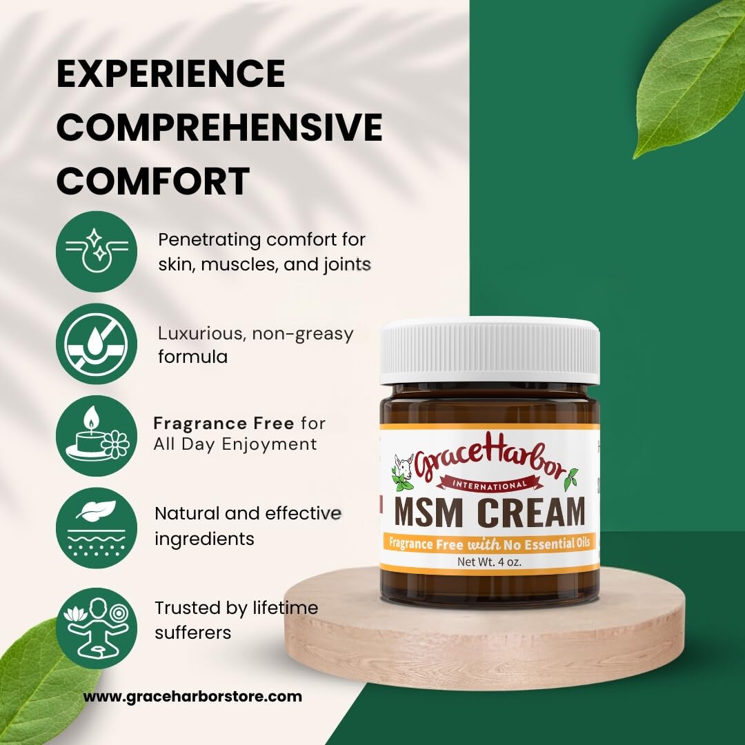 Grace Harbor MSM Cream – Variety 3 Pack – Daily Skin, Joint and Muscle Rub – Best Goat Milk Unscented Baby Lotion for Severly Dry Skin – Therapeutic Essential Oils and Fragrance Free – 4 oz Grace Harbor InternationalAu supplements