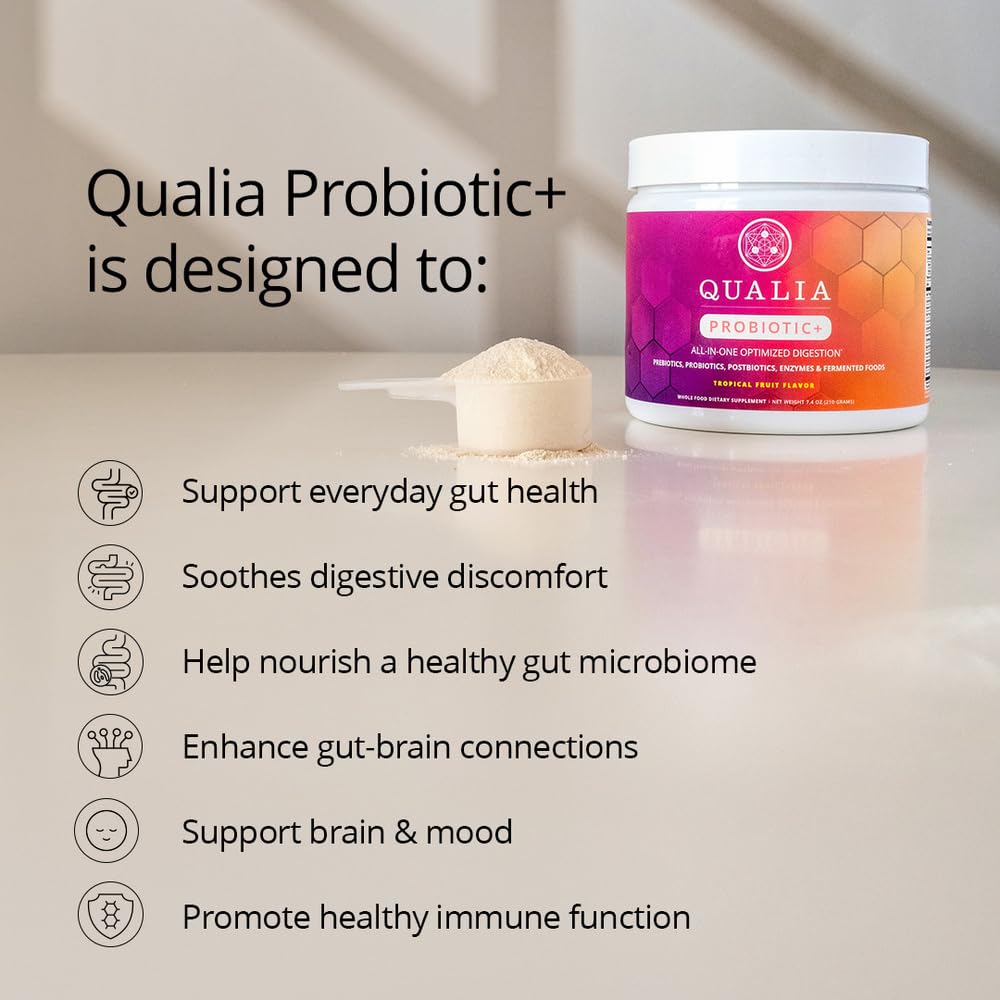 Qualia Probiotic - 28 Science-Backed Spore Probiotics, Prebiotics, and Postbiotics. Total Gut Support. Soothes Digestive discomfort. Ethically sourced. Promotes Akkermansia Growth. 1 Month Supply QUALIA LIFE SCIENCESAu supplements