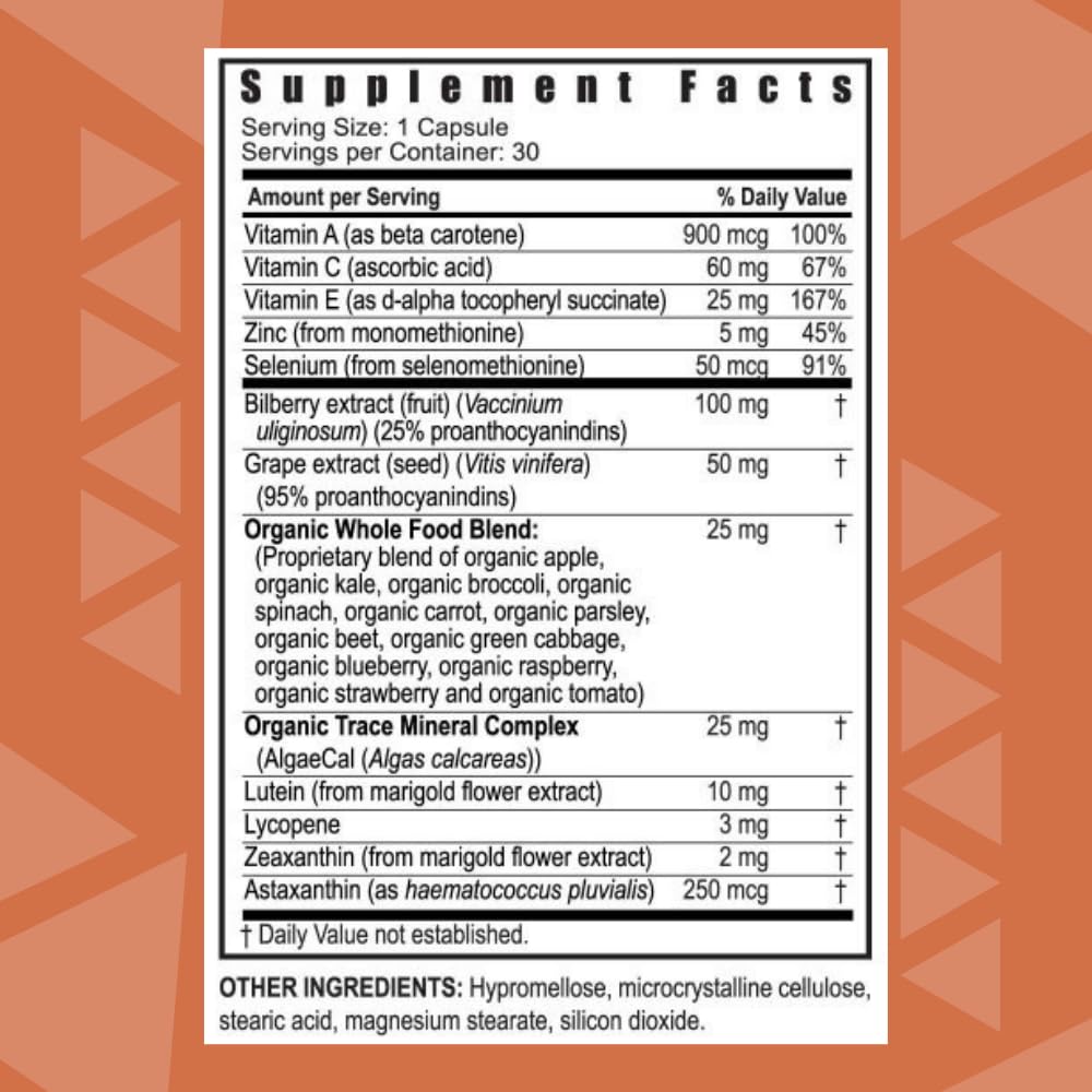 Youngevity Ocutiv™ - Eye Vitamin & Mineral Supplement - Contains Vitamin A, C, E, Zinc, Bilberry, Lutein, Lycopene, Zeaxanthin, Astaxanthin - 30 Capsules YoungevityAu supplements