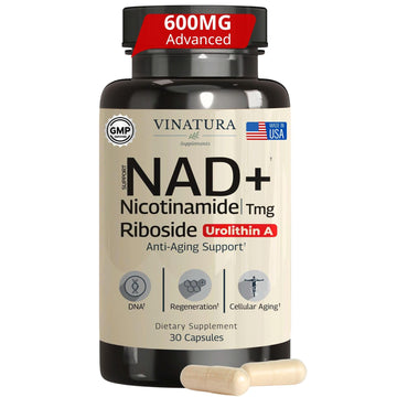 VINATURA NAD Supplement, Nicotinamide Riboside with Resveratrol - Advanced NAD+ Supplement with TMG and Urolithin A, for Women and Men - 30 Vegan Capsules VINATURAAu supplements