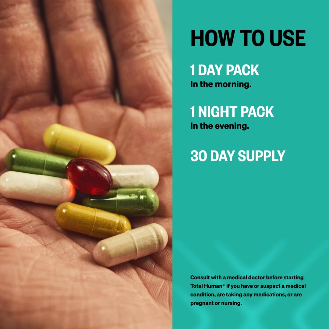 ONNIT Total Human Adult Multivitamin Comprehensive Capsule Packs with Day and Night Support, Daily Vitamin Packs for Men and Women, Dietary Supplement Capsules, 30-Day Supply, 60 Packs ONNITAu supplements