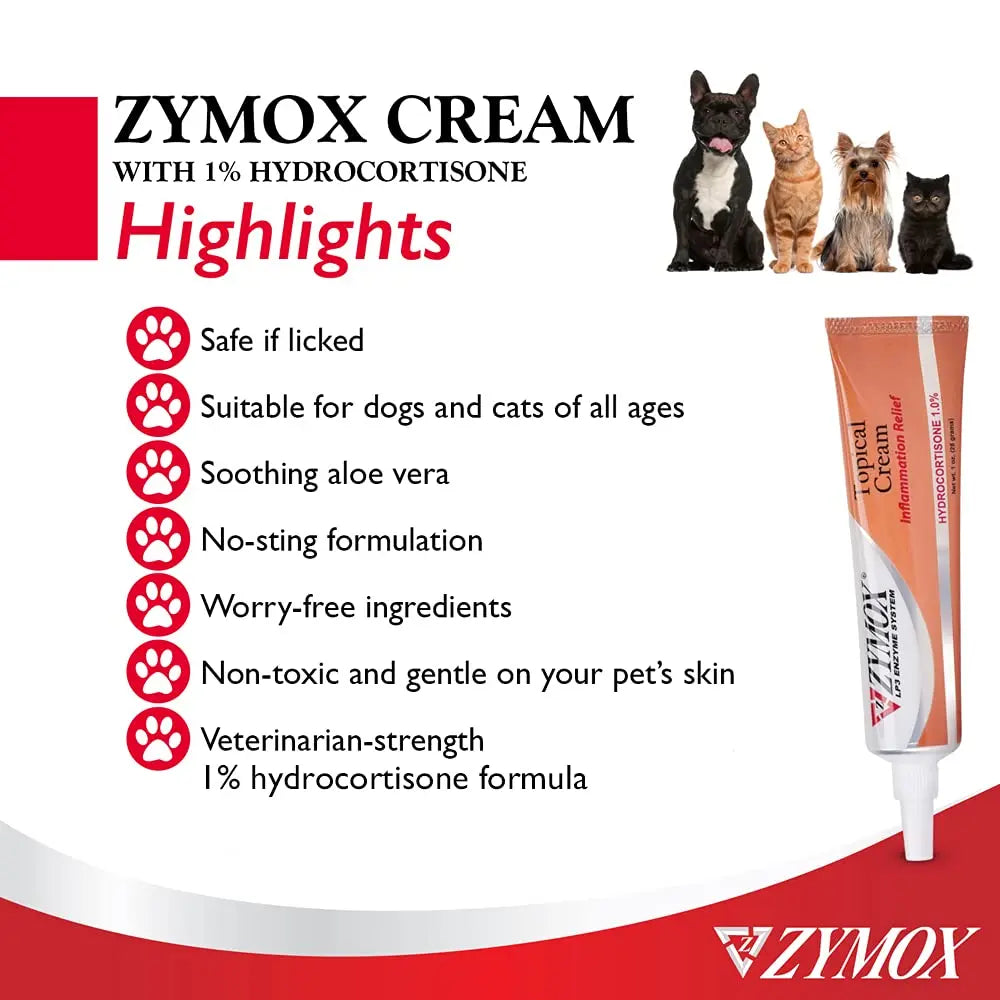 Zymox Veterinarian Strength Topical Cream with 1% Hydrocortisone for Dogs and Cats, 1oz Zymoxnz supplements