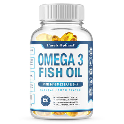 Premium Omega 3 Fish Oil Supplement 2400mg - Burpless Fish Oil Omega3 Softgels Purely OptimalUS supplements