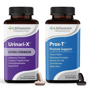LifeSeasons Urinari-X Extra Strength + Pros-T Bundle – Urinary Tract & Prostate Health – Fast UTI Relief, Bladder Comfort, Supports Normal Urinary Flow – 90 Capsules & 60 Softgels LifeSeasonsAu supplements