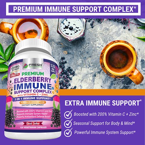 FRESH HEALTHCARE Elderberry Capsules - High Potency Black Elderberry with Zinc FRESH HEALTHCAREUS supplements
