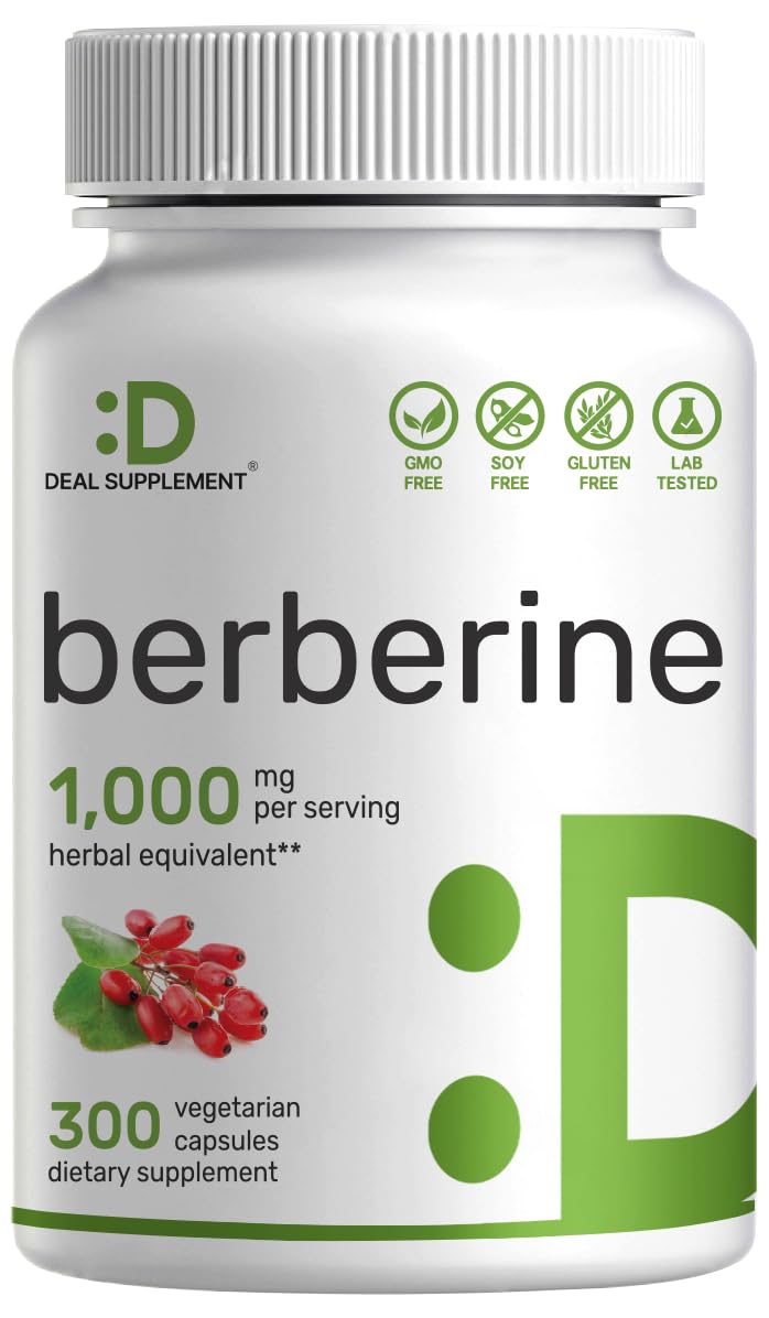 Berberine Supplement, 1,000mg Per Serving, 300 Veggie Capsules – 97% Pure Berberine DEAL SUPPLEMENTAu supplements