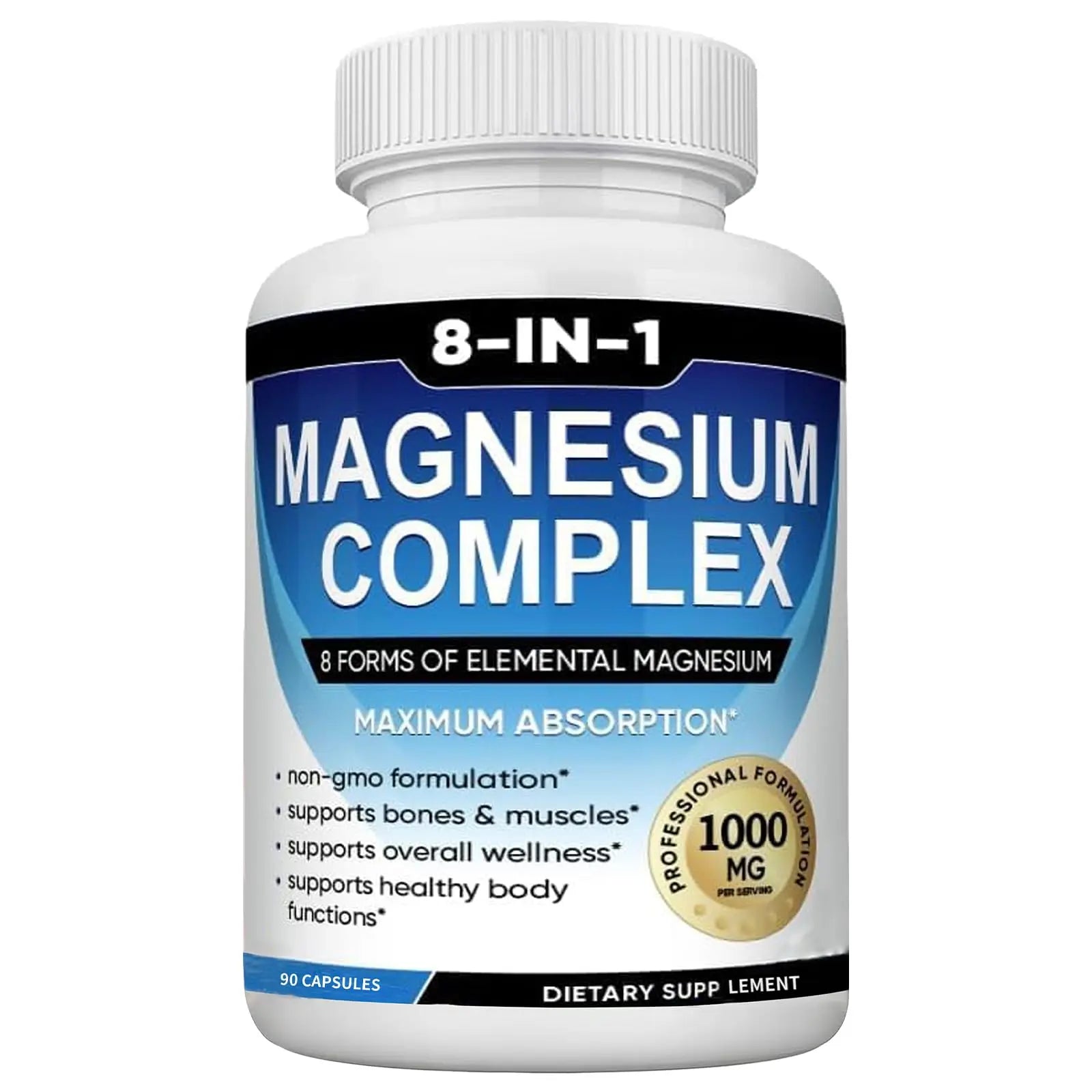 Magnesium Complex Supplement 8-in-1 Elemental 1000mg, Magnesium Glycinate, Malate & Citrate, Vegan, Non-GMO 90 Capsules MIRACLE OFFICIALAu supplements