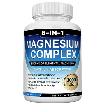 Magnesium Complex Supplement 8-in-1 Elemental 1000mg, Magnesium Glycinate, Malate & Citrate, Vegan, Non-GMO 90 Capsules MIRACLE OFFICIALAu supplements
