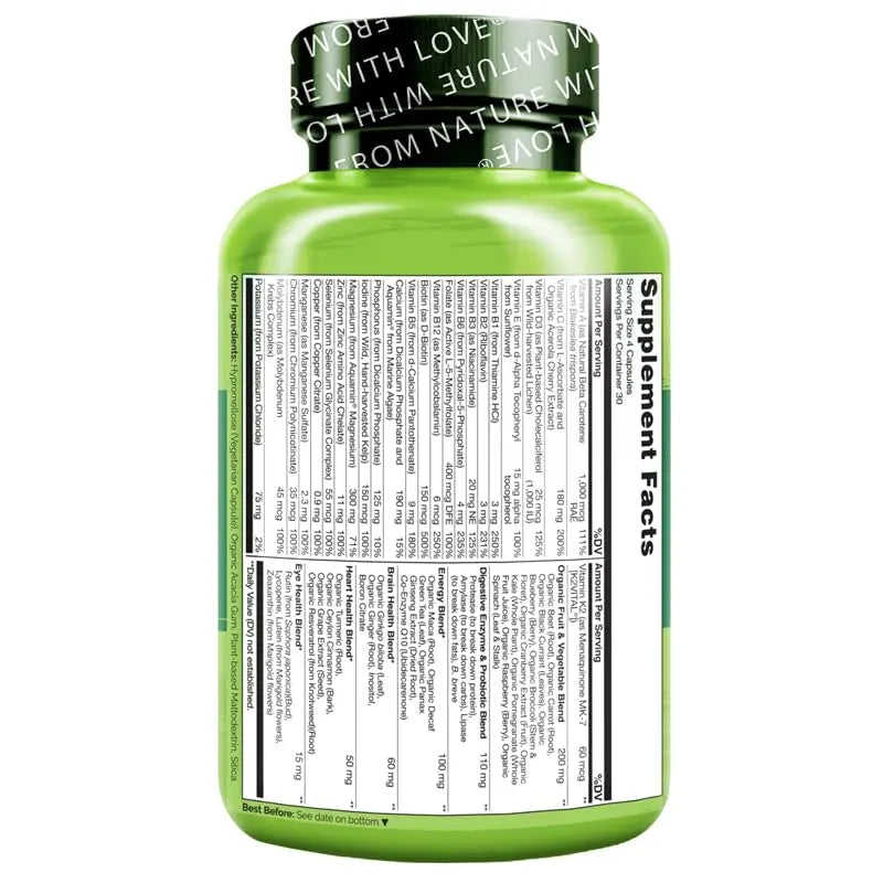 NATURELO Mens Multivitamins - Whole Food Multivitamin for Men with Vitamins, Minerals - 120 Vegetarian Capsules for Energy, Brain, Heart, Eye Health* NATURELOAu supplements