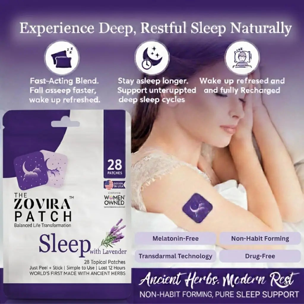 Zovira Sleep Patches for Adults, Melatonin Free with Lavender & Magnesium | Time-Release Transdermal, Aromatherapy Sleep Aid | Non-Habit Forming, Hypoallergenic, All-Night Restorative Sleep | 28 Count ZOVIRAnz supplements