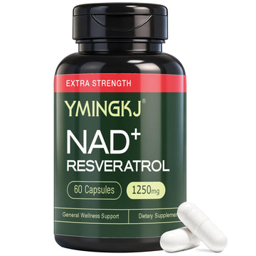 YMINGKJ NAD+ Supplement with Resveratrol 1200mg – Nicotinamide Adenine Dinucleotide & Trans-Resveratrol 50mg, Anti-Aging Cellular Energy & Metabolism Support, 60 Vegetarian Capsules (30 Servings) YMINGKJAu supplements