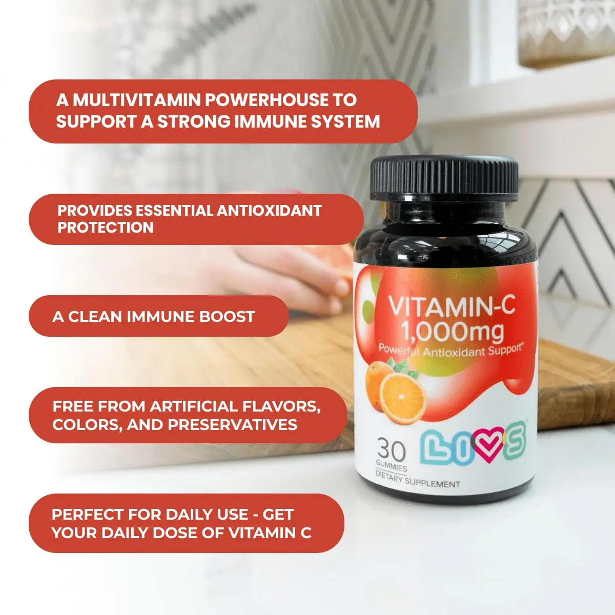 Vitamin C 1000mg Gummies for Kids & Adults |Antioxidant & Immune Support Supplement | Vegan Multivitamin for Hair, Skin & Nails LIVSAu supplements