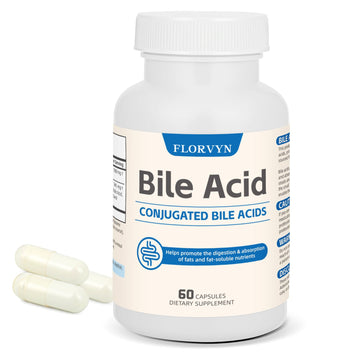 Florvyn Conjugated Bile Acid Supplement 1000mg – Supports Fat Digestion & Absorption of Fats & Fat-Soluble Nutrients, Gut Comfort & Nutrient Utilization, 60 Capsules, 30 Day Supply FlorvynAu supplements