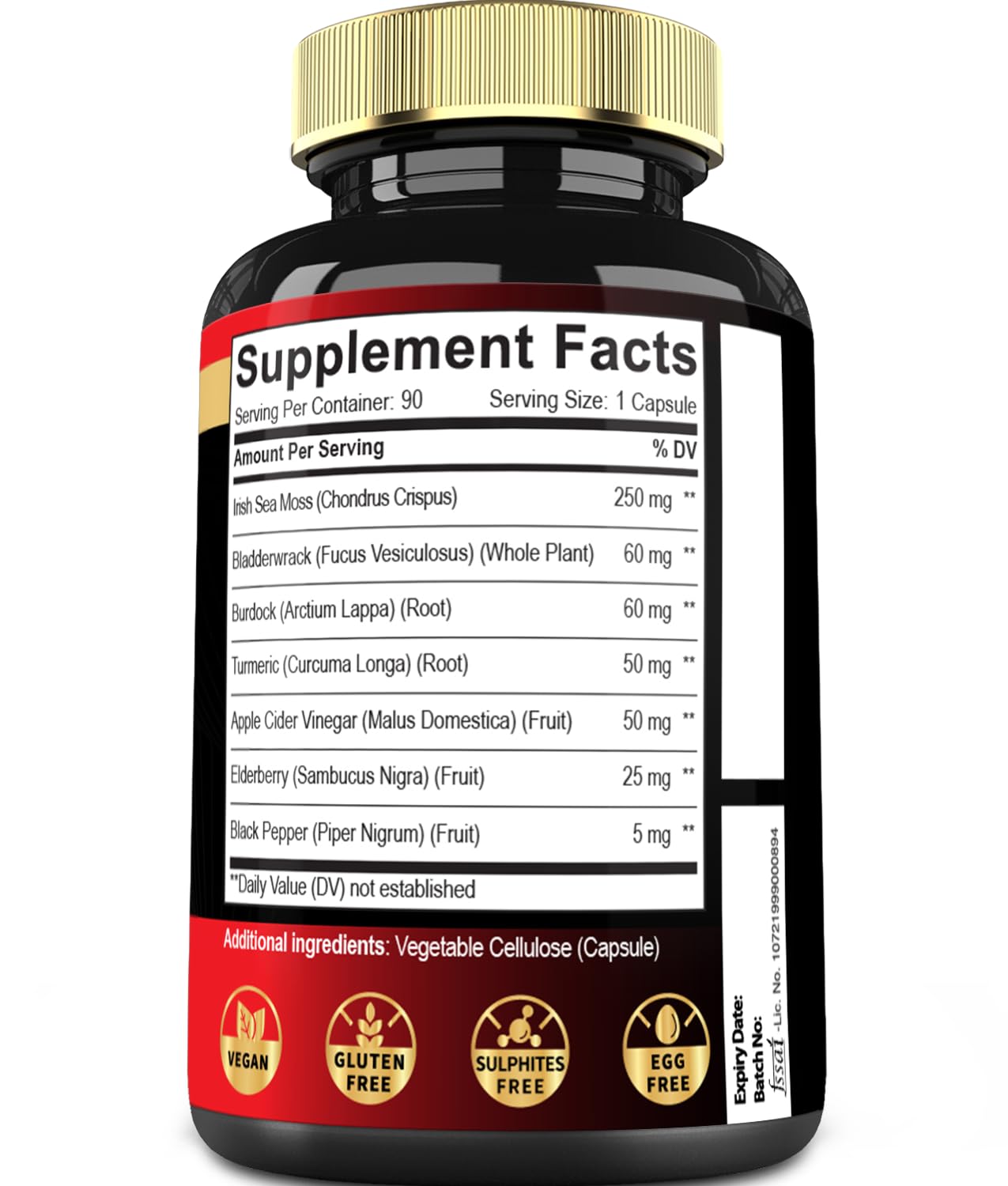 7in1 Irish Sea Moss Capsules 6750 Mg with Organic Bladderwrack & Burdock Root, Turmeric, Apple Cider Vinegar - Raw Seamos Pills for Hair, Skin, Thyroid Healths - 90 Caps for 3-Month Supply MeciscoAu supplements