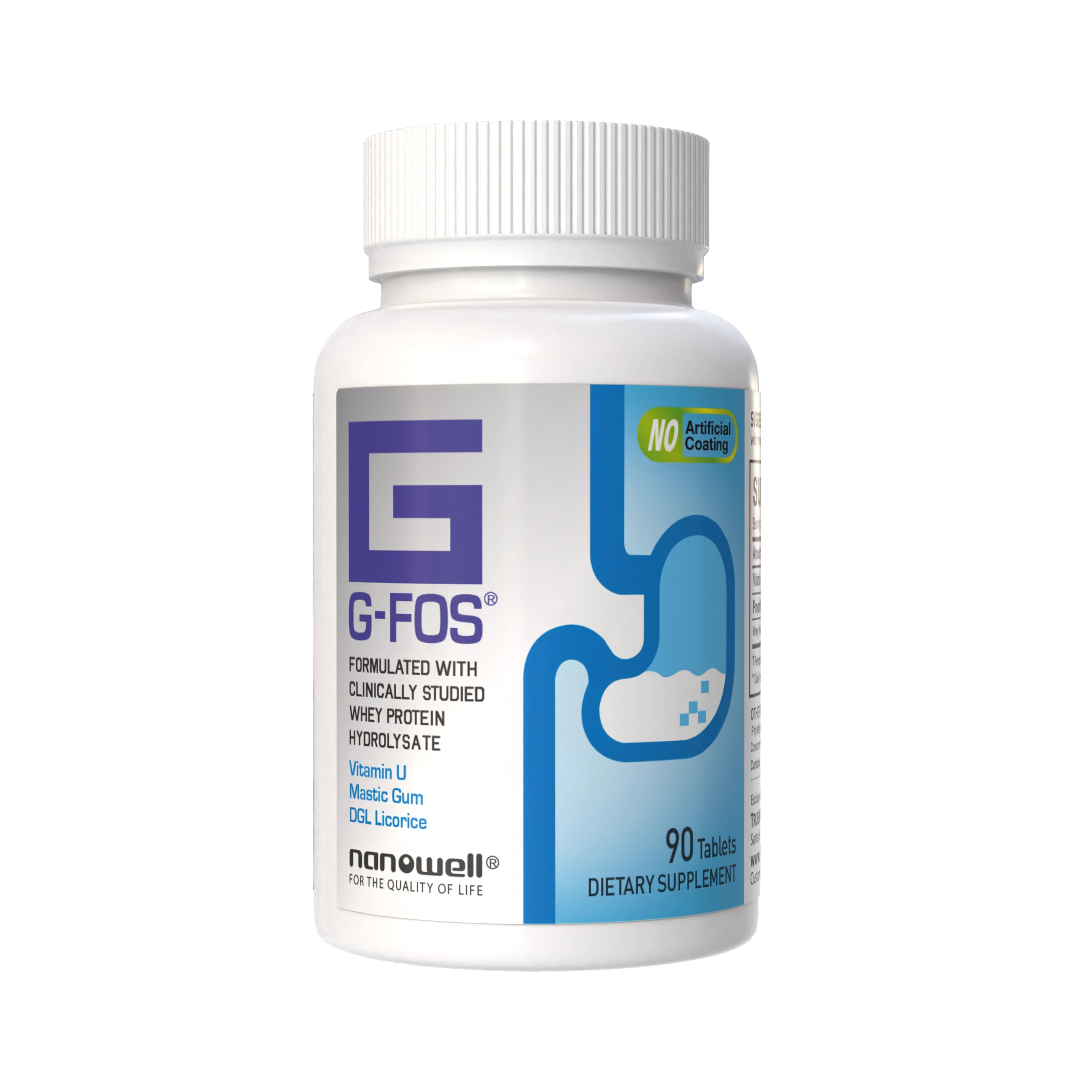 NANOWELL G-FOS Digestive Health Supplement, Vitamin U - 90 Tablets X 2 Bottles for 2 Months (180 Count) NANOWELLAu supplements