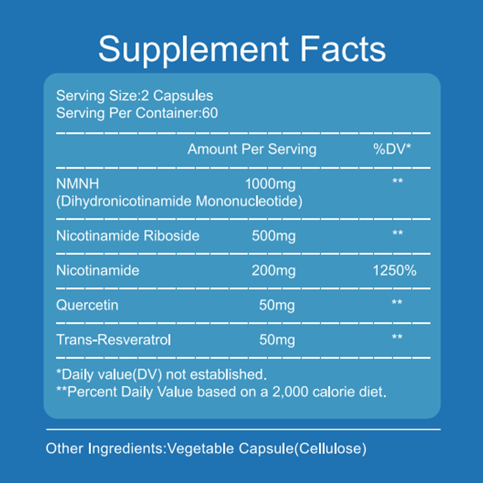 YZQ WAIDE NMNH (Dihydronicotinamide Mononucleotide), 1000mg NMNH Supplement to Boost NAD+ Levels Resveratrol Supplement with Quercetin for Energy, Aging, Non-GMO, Gluten Free, 120 Capsules YZQ WAIDEAu supplements