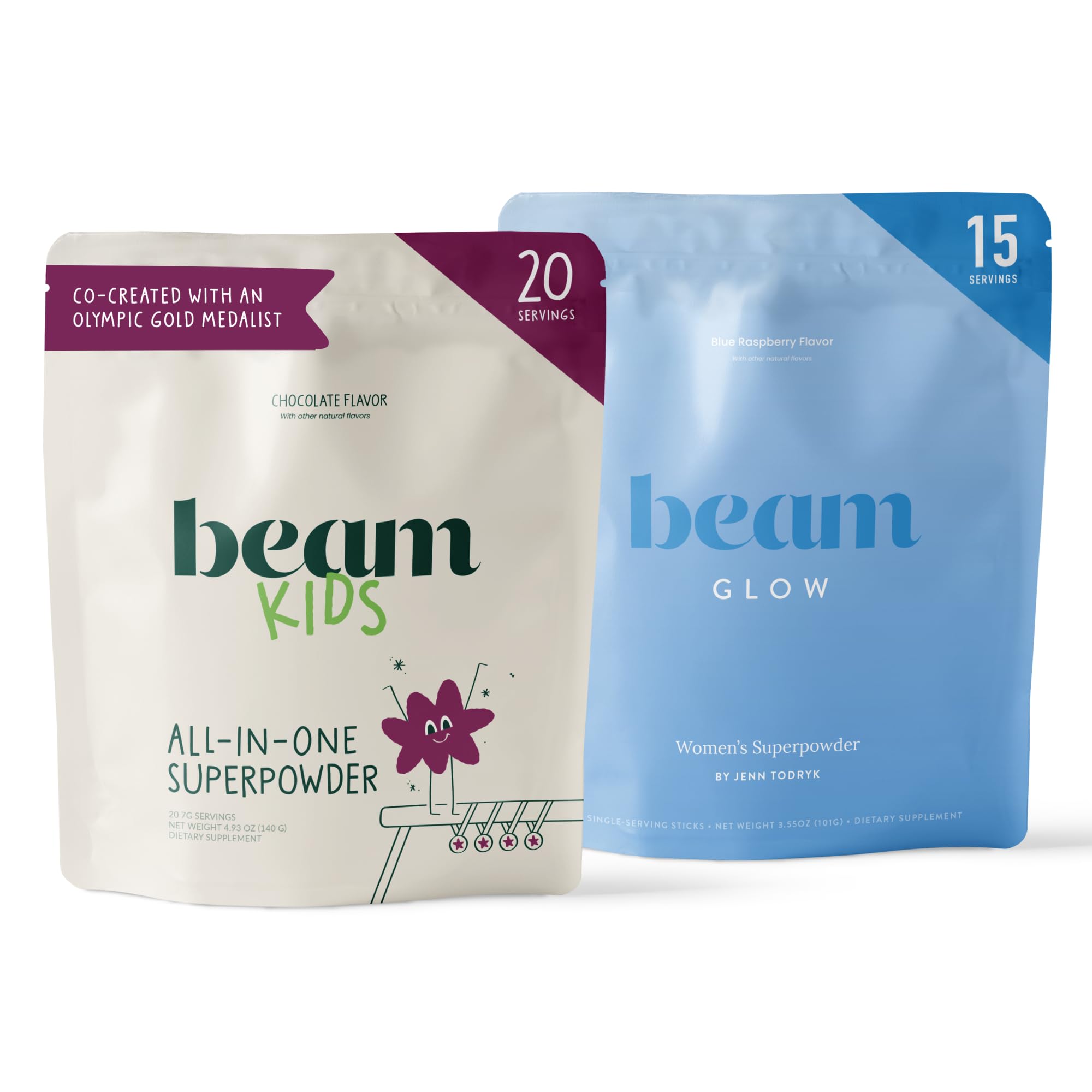 Beam Glow & Kids Wellness Bundle, Hormone Support for Women with Inositol & Ashwagandha, Superfood Powder with Fruits & Veggies for Kids' Growth & Immune Health BeamAu supplements