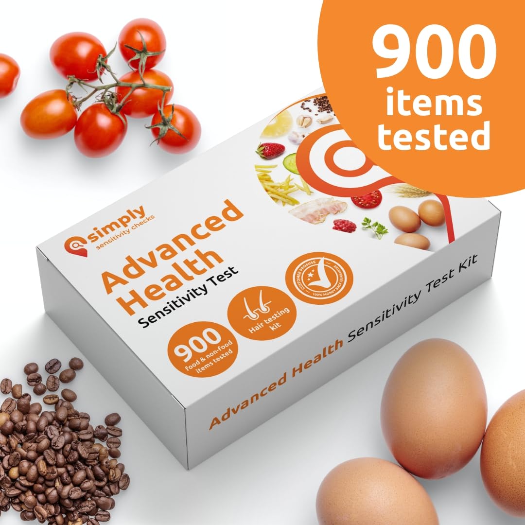 Simply Sensitivity Checks 900+ Items Food Sensitivity Test Kit for Adults – Foods & Non-Foods, Including Lactose, Gluten, Vitamins, Minerals, Gut Health & More – at-Home Food Intolerance Test Kit Simply Sensitivity ChecksAu supplements