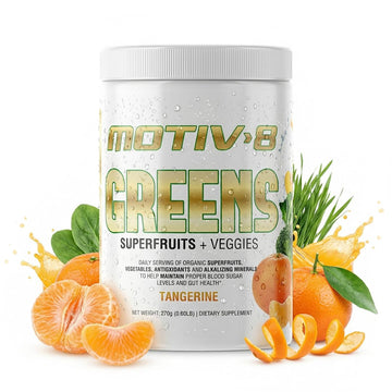 Motiv-8, Greens Superfruits & Veggie Superfood Powder Supplement, Antioxidant, Fiber, Sugar-Free, 30 Servings (Tangerine, 30 Servings) Motiv-8Au supplements