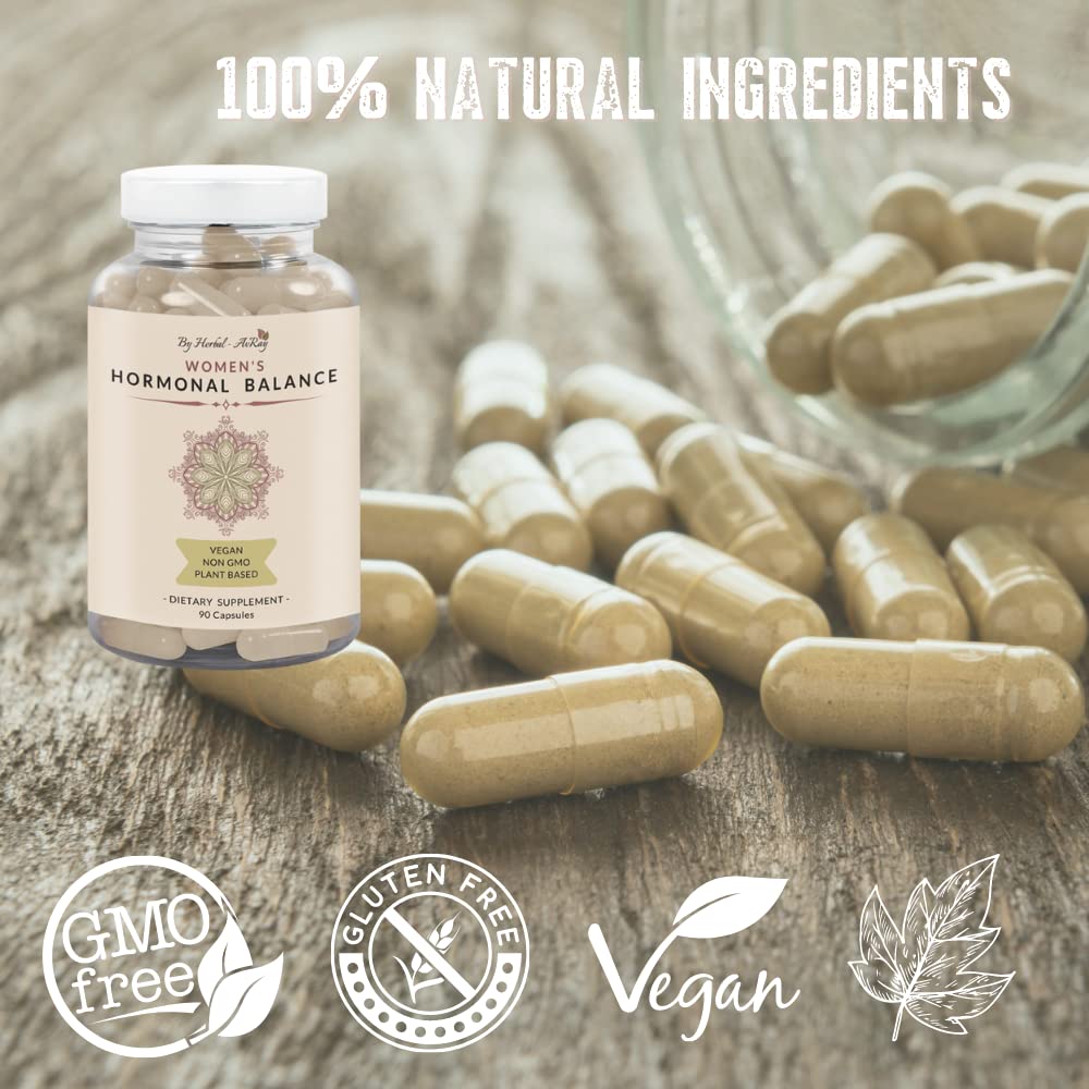 Hormone Balance for Women – Natural Female Energy & Mood Pills – Hot Flashes Menopause Relief Supplement with Vitex Chasteberry, Dong Quai, Maca Root Powder, Ginseng – 90 Veggie Capsules Herbal-avRayAu supplements