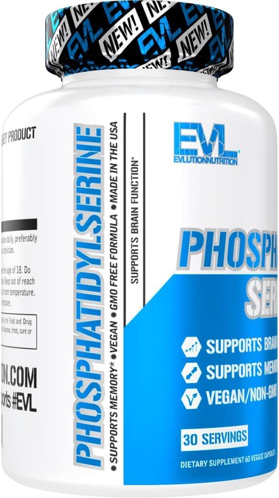 PhosphatidylSerine Nootropics Brain Support Supplement - Advanced Anti Aging Brain Health Supplement for Adults - Memory and Focus with Phosphatidylserine 300mg - EVL Vegan Non-GMO EvlutionAu supplements