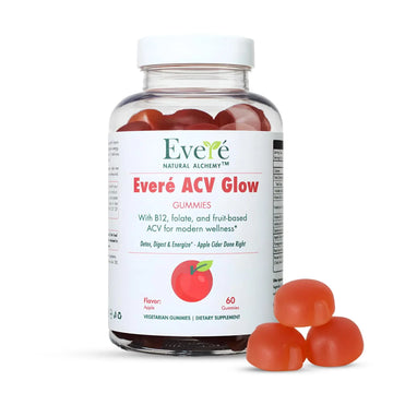 Everé ACV Glow Gummies – Apple Cider Vinegar with B12, B6, Iodine, Folate, Beetroot & Pomegranate – Daily Wellness Support for Energy & Balance The EverÉ Natural Alchemynz supplements