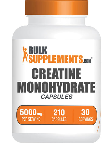 BulkSupplements.com Creatine Monohydrate Capsules - Micronized Creatine Monohydrate, Sports Nutrition - 7 Capsules per Serving, 5000mg, Gluten Free, 210 Count (Pack of 1) BulkSupplementsAu supplements