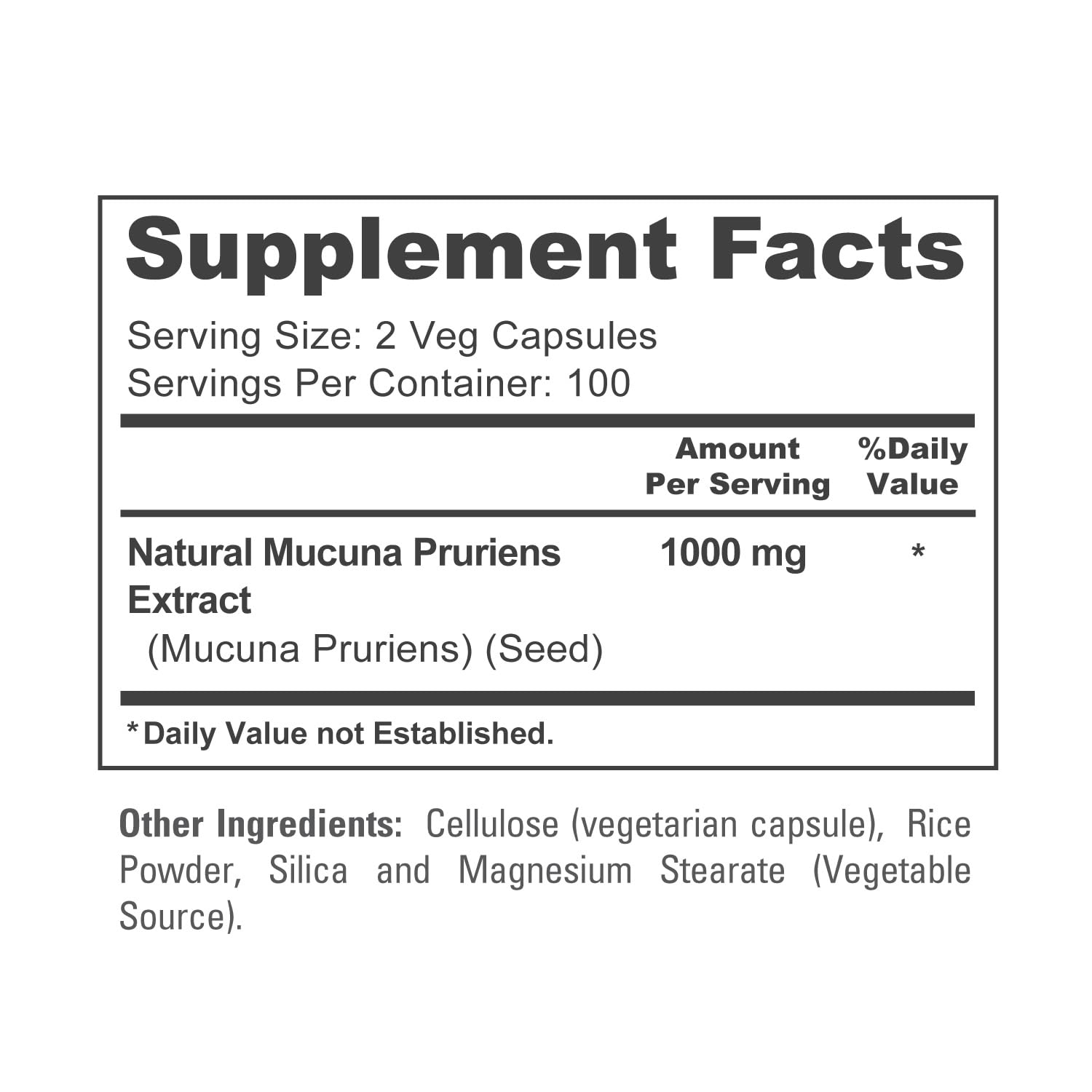 NusaPure Mucuna Pruriens 1000mg 200 Veggie Caps (Non-GMO, 100% Vegetarian, Vegan) NusaPureAu supplements