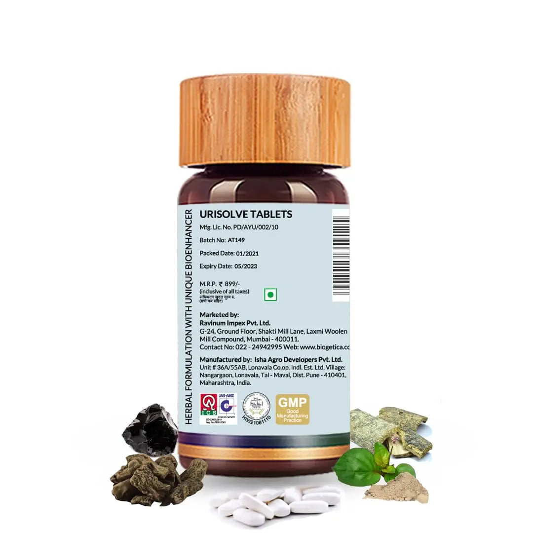 Biogetica Urisolve Kidney Care Herbal Supplement with Asparagus Racemosus & Terminalia Chebula for Optimal Urinary System Support - Non-GMO - 100% Vegan Ayurveda Supplement - 80 Tablets BiogeticaAu supplements