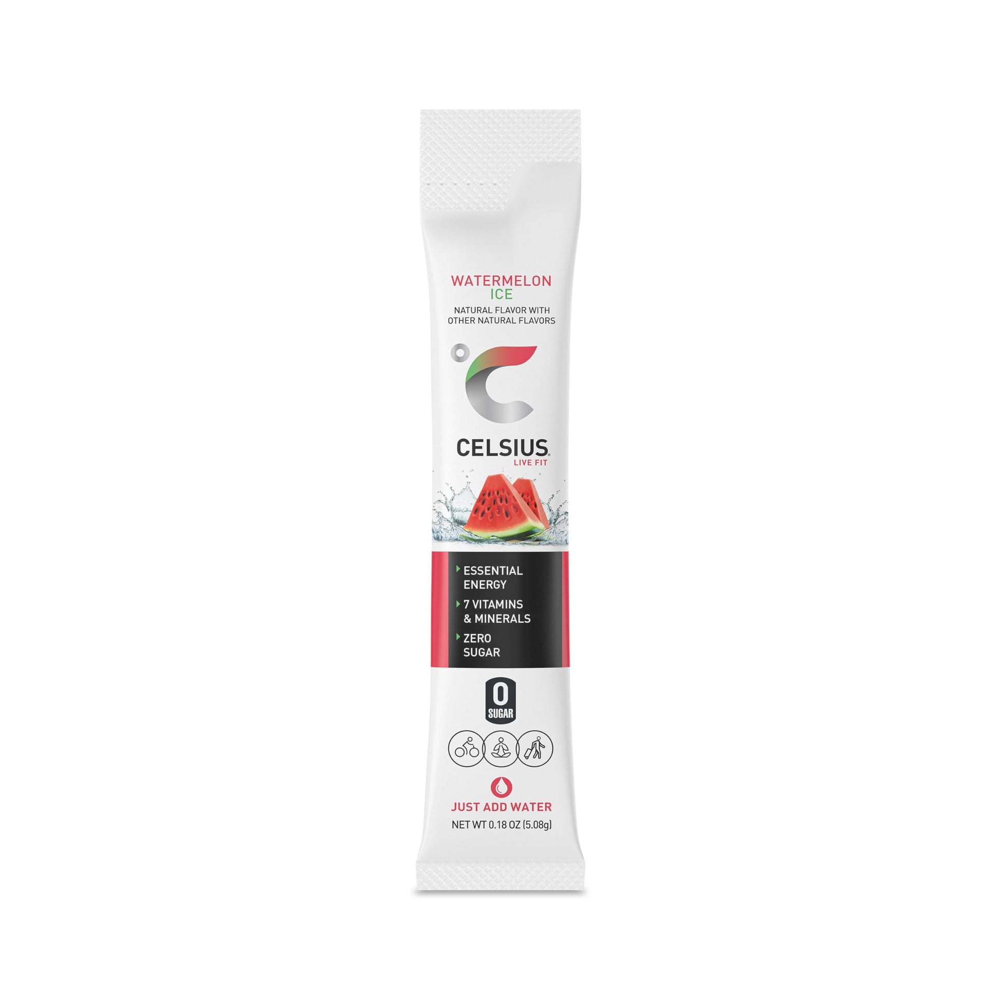 CELSIUS On-the-Go Powder Sticks Watermelon Ice, Essential Energy (14 Sticks per Pack) CELSIUSUS supplements