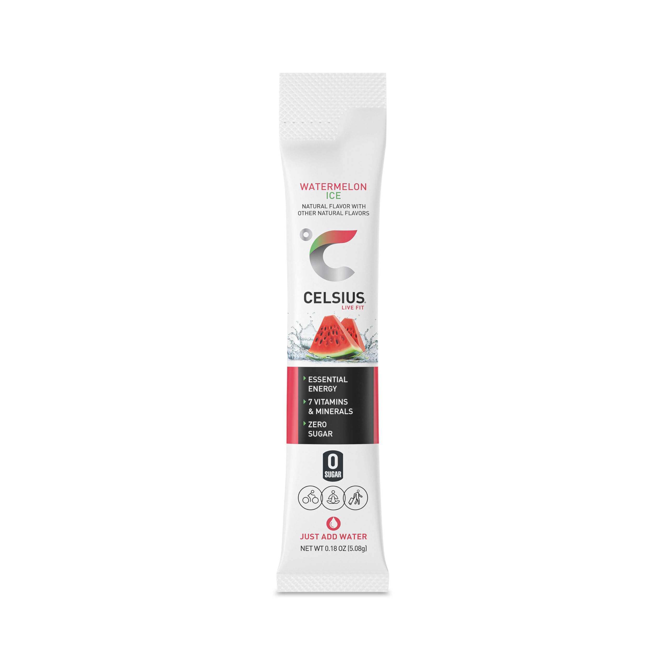 CELSIUS On-the-Go Powder Sticks Watermelon Ice, Essential Energy (14 Sticks per Pack) CELSIUSUS supplements