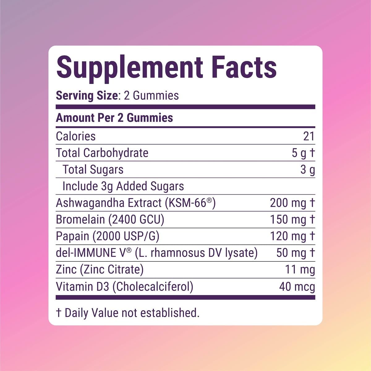 Del-Immune V + Ashwagandha - Brain Immune Gut™ (B.I.G.) Gummy - All Natural Immune & Gut Support with Zinc, Vitamin D3 + Digestive Enzymes (60 Gummies) Del-Immune VAu supplements