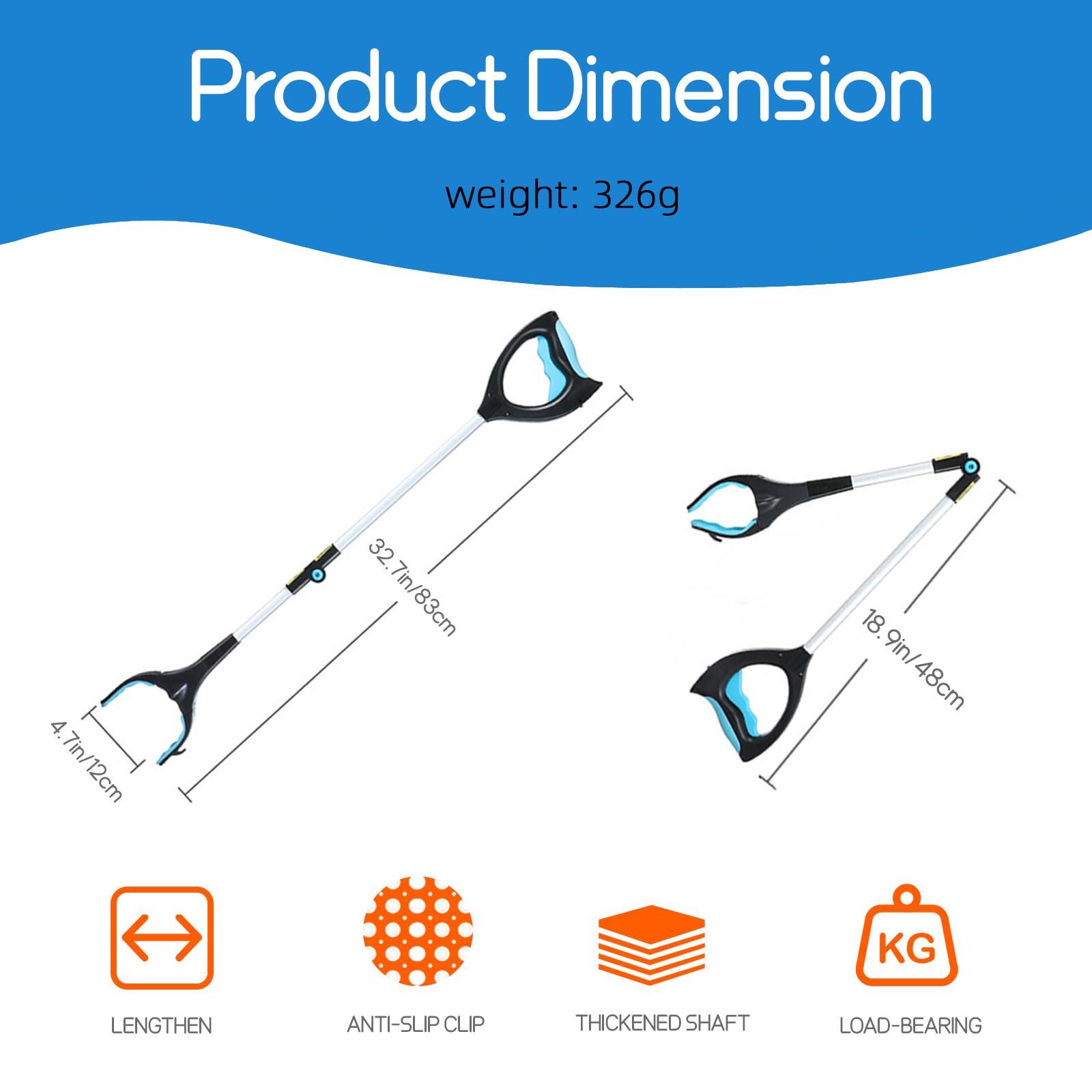 Grabber Reacher Tool, 32" Pick Up Stick Grabber with LED for Elderly and Lightweight Trash Picker CampsieAu supplements