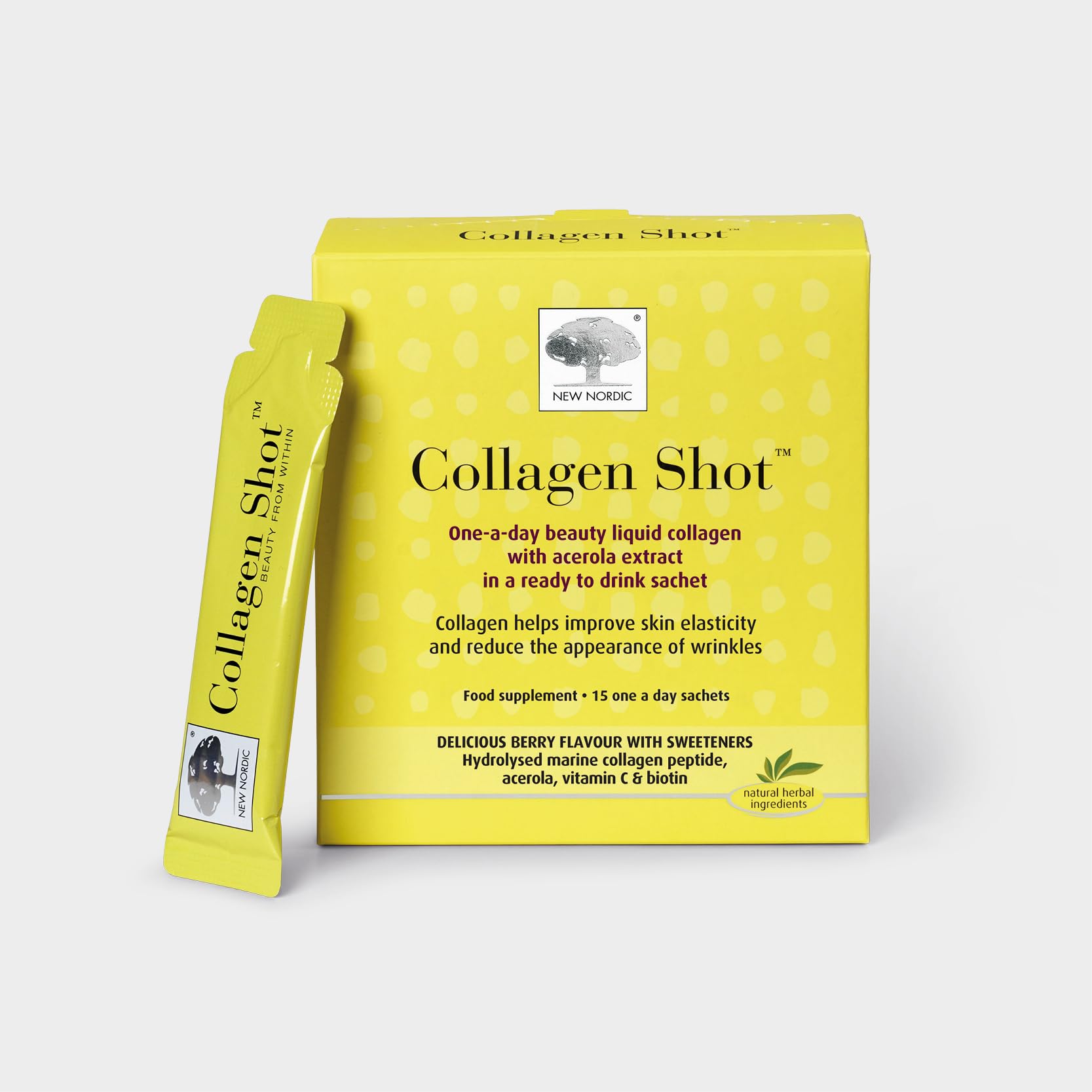 New Nordic Collagen Shot High-Absorbency Premium Liquid Daily Sachets - 15x Hydrolysed Shots - Freshwater Marine Collagen New Nordic LtdAu supplements