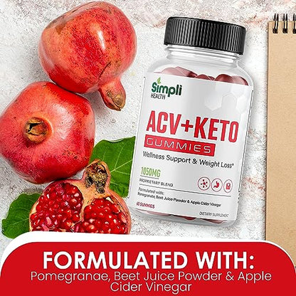 Nutrocell Simpli Health ACV Ketos Gummies Keto Apple Cider Vinegar 1050mg NutrocellUS supplements