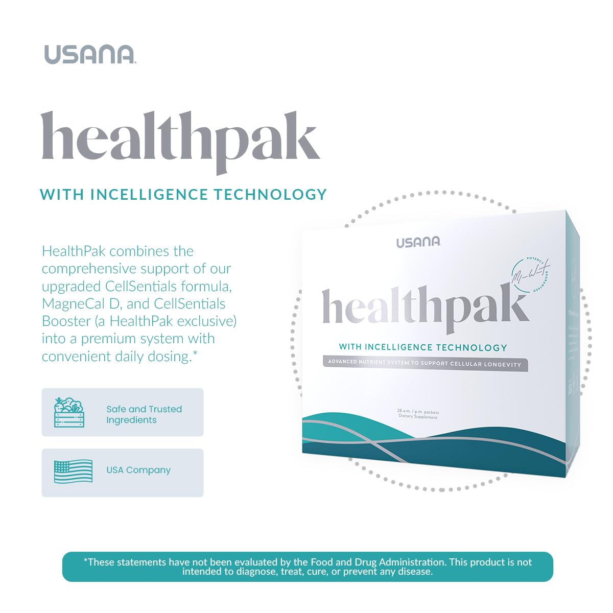 USANA HealthPak with InCelligence Technology and Essential Nutrients and Antioxidants to Support Total Body Health* – Convenient Daily AM/PM Packets – 56 Packets – 28 Day Supply USANAAu supplements