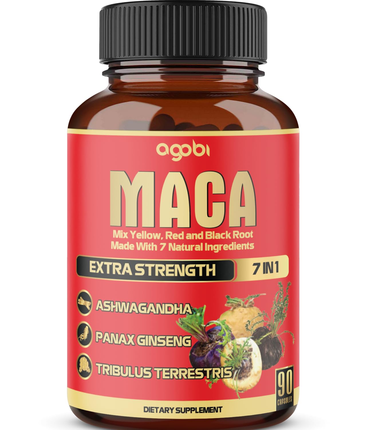 Maca Root Capsules - Supports Natural Health - Energy - Performance & Mood Supplement - Enhanced Blood Flow 3-Month Supply agobiAu supplements
