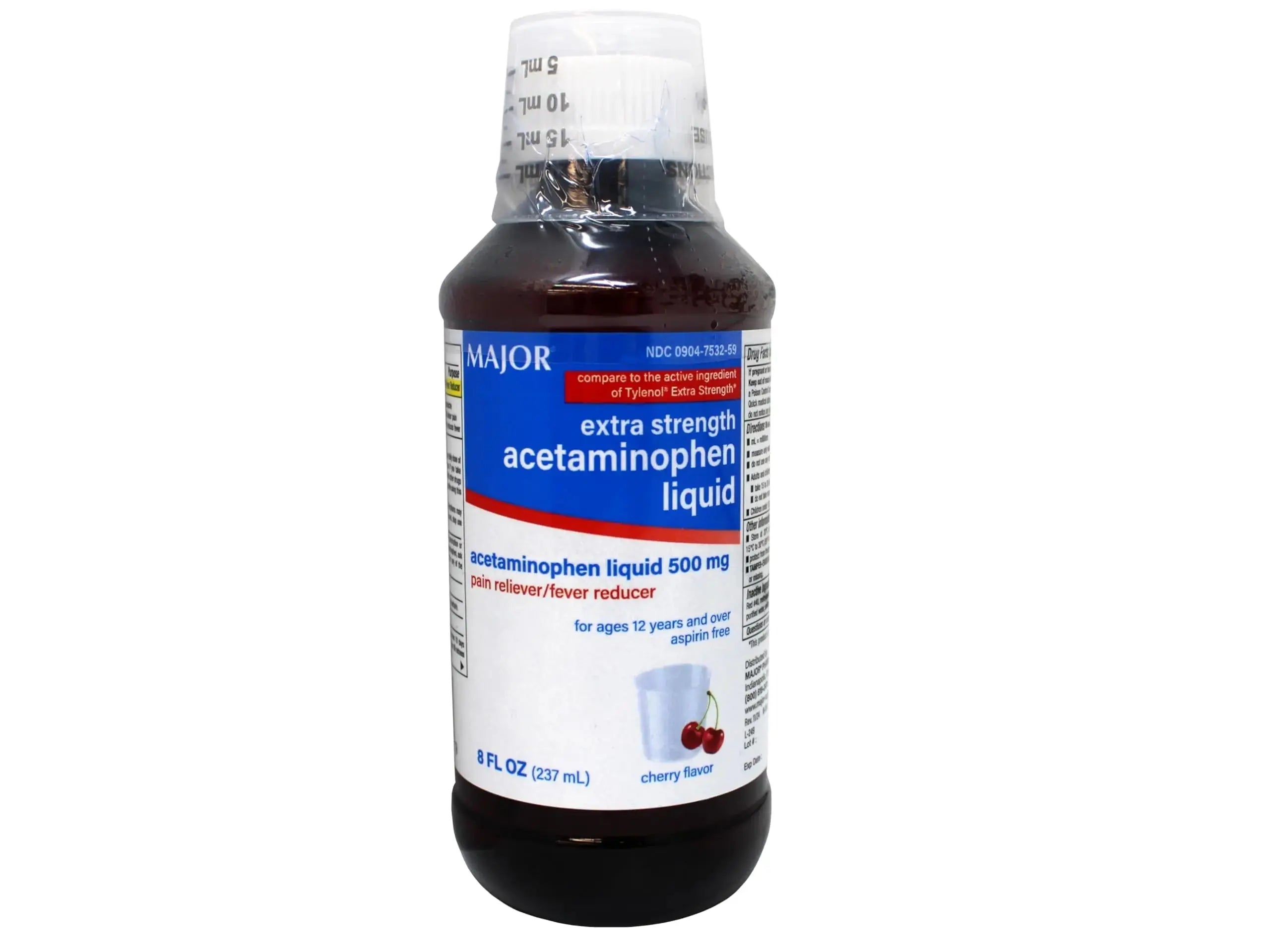 MAJOR Adult Extra Strength Liquid Acetaminophen - 500 mg Acetaminophen/15 mL Dose - Pain Reliever and Fever Reducer - Cherry Flavor - 8 Fl Oz MAJORAu supplements