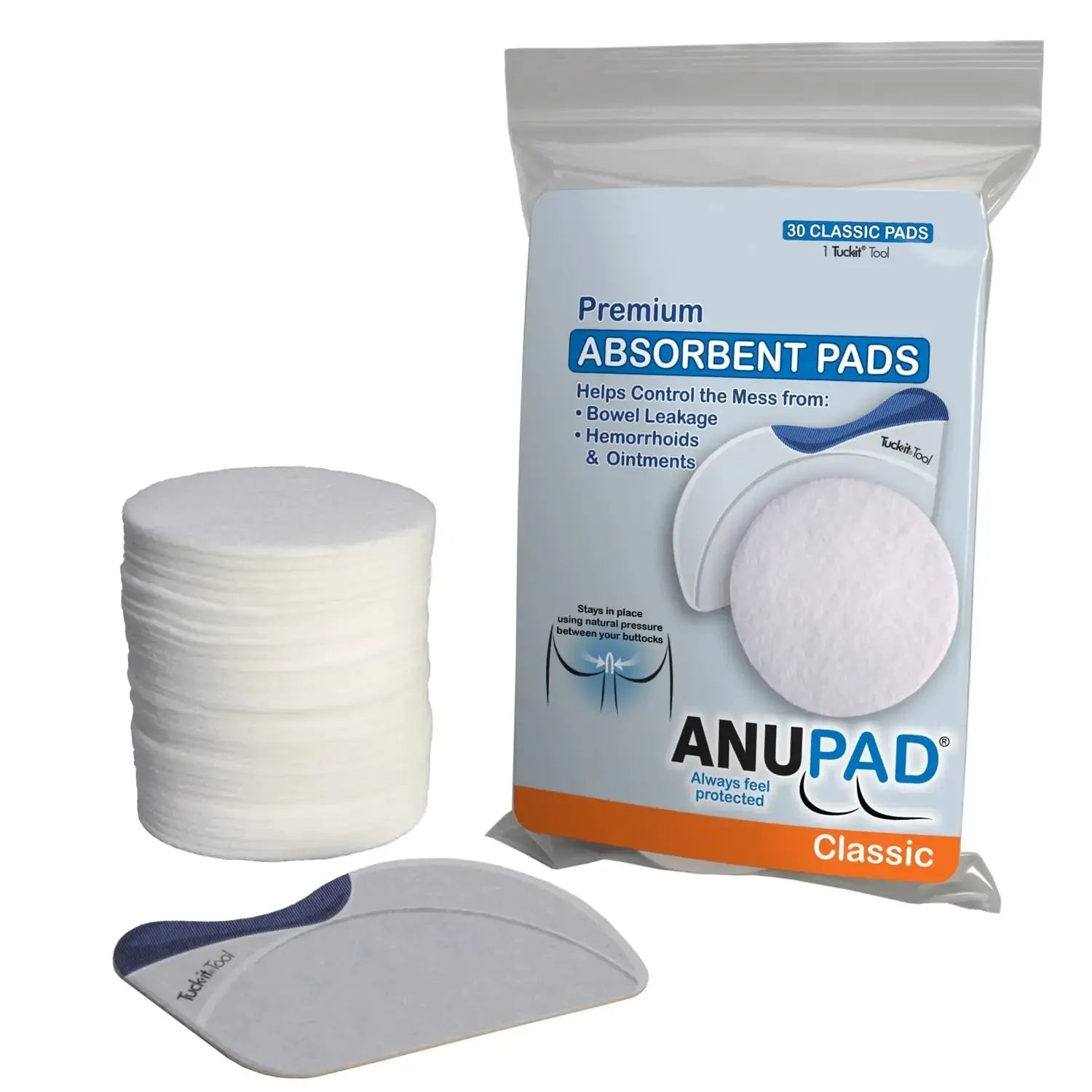 Butts Are Messy - Control The Mess. ANUPAD Premium Absorbent Pads. Confidently Handle Bowel Leakage, Bleeding Hemorrhoids, And The Mess Hemorrhoid Ointments Make. ANUPADAu supplements