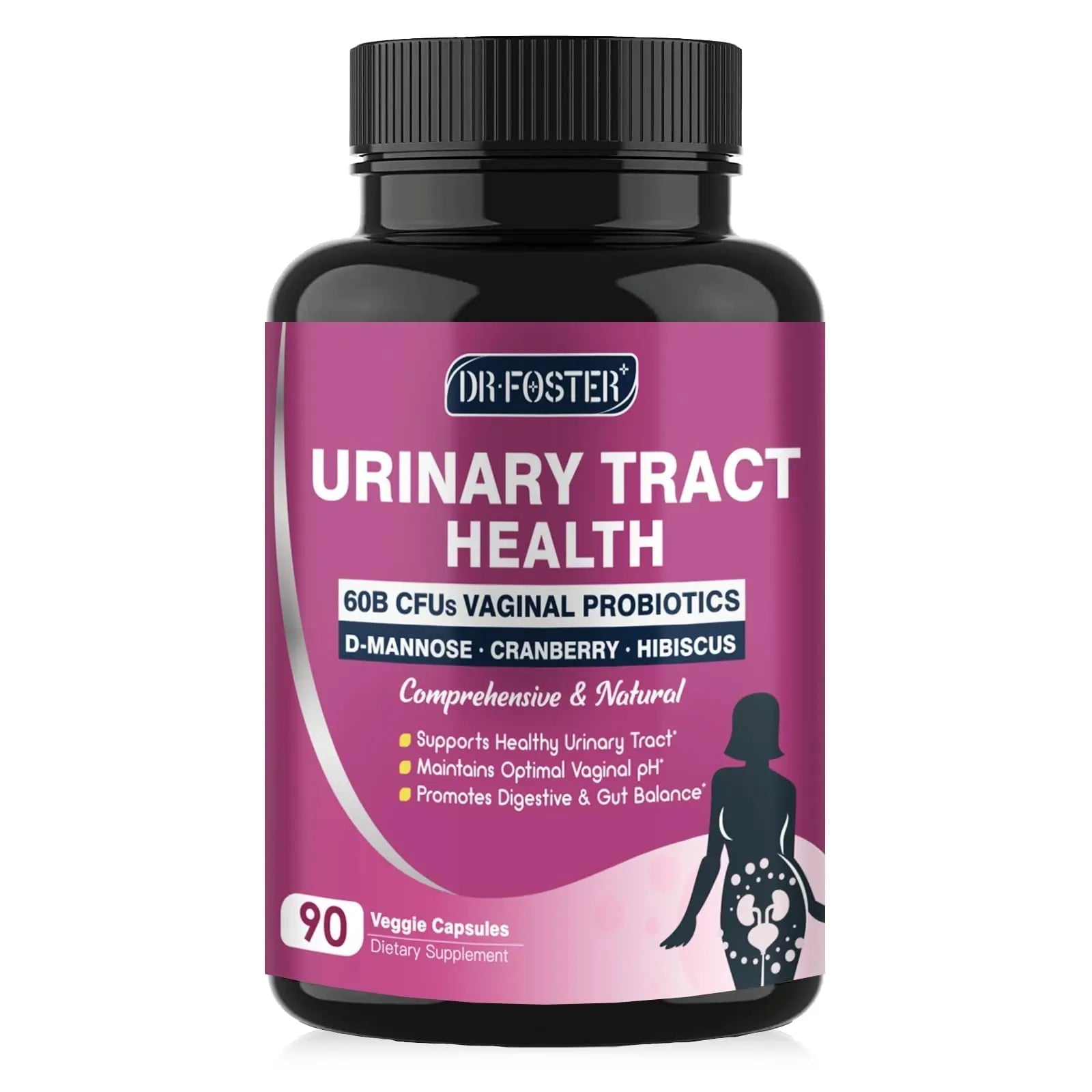 DRFOSTER Urinary Tract Health for Women, Vaginal Probiotics for Women pH Balance with D-Mannose, Cranberry, Probiotics and Prebiotics for Digestive Helath 90 Veggie Capsules DRFOSTERAu supplements