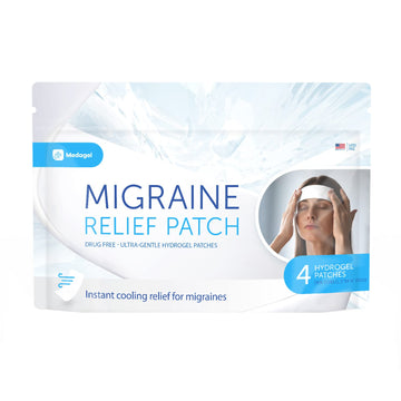 Medagel Migraine Relief Patch, Cooling Patches for Migraine, Fever, Hormone, & Headaches, Mess & Odor-Free Hydrogel Cooling, Made in The USA, 1 Pack (4 x Patches) White MedagelAu supplements